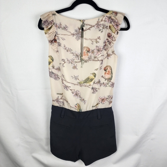 Ted Baker Chiffon Floral and Bird Print Ruffle Romper SIZE 0 - Picture 3 of 8